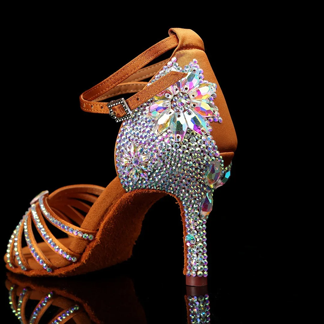 

Bloomsteps Latin Dance Shoes Diamond Satin Women's High Heel Dance ShoesPerformance Dance Shoes Women Banquet Wedding High Heels