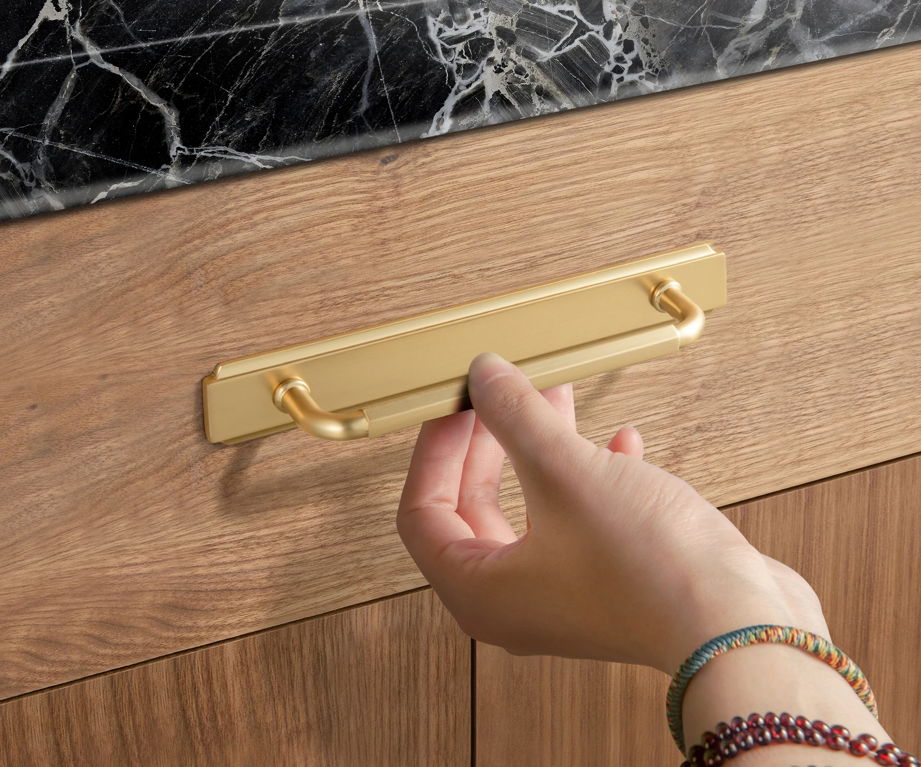 Goo-Ki 2 Pack Cabinet Handles Antique Brass Kitchen Drawer Pulls with Backplate, 5 Inch Hole Center Vintage Cabinet Pulls with Base Plate/Spacer Zinc Alloy Hardware