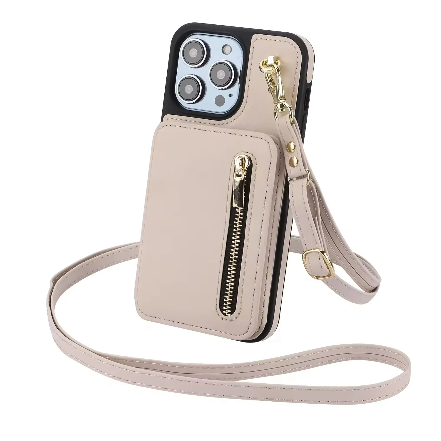 

Zipper Cards Bag Crossbody Leather RFID Wallet Case for IPhone 15 16 Pro Max 14 Plus 13 12 11 XR XS SE 2022 Pocket Purse Cover