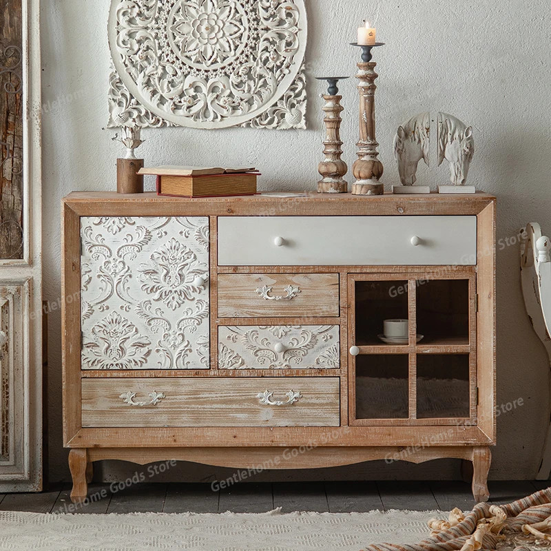 

American style wooden living room cabinets minimalist vintage decoration high-end Storage cabinet armoire de rangement furniture
