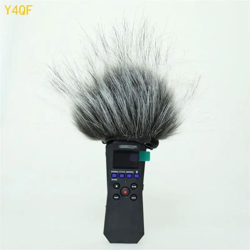 Y4QF Kaca depan muff untuk zoom h1 Essential Handheld Recorders Mikrofon Kaca depan kaca depan bulu buatan