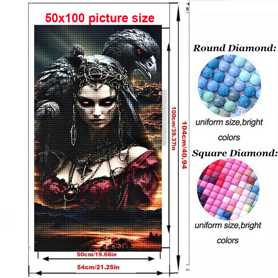 Beeldhouwwerk En Vampier Vrouw Diamond Painting Nieuw 2024 Volledig Vierkant Rond Diamant Borduurwerk Diy Handgemaakt Geschenk Zwart Kraai Kunst