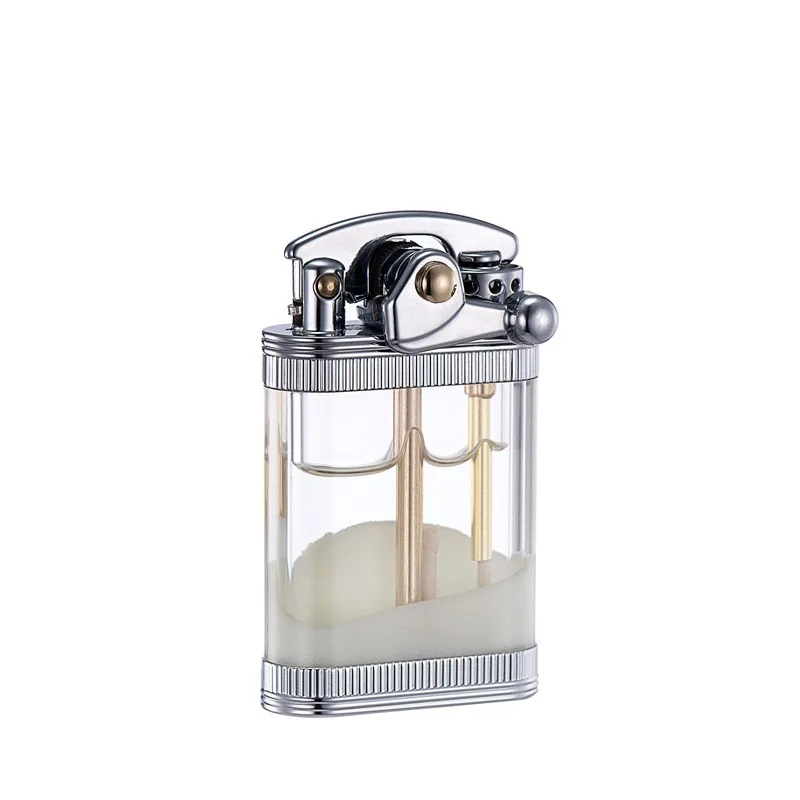 luminous quicksand windproof kerosene lighter new and unique retro transparent oil tank lighter