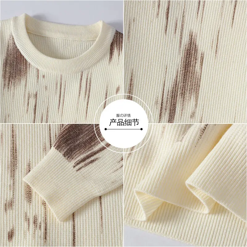 2025 Autumn/Winter High Quality Casual Men's Round Neck Sweater Half High Neck Thick Solid Color Knitted Sweater