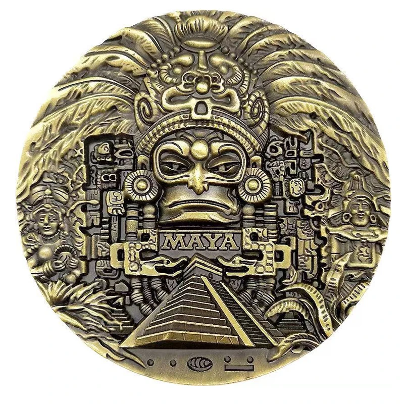 Fidget Toys Adults Desk Fun 80MM Mayan Calendar Aztec Art Prophecy Culture Challenge Coin Commemorative Medals