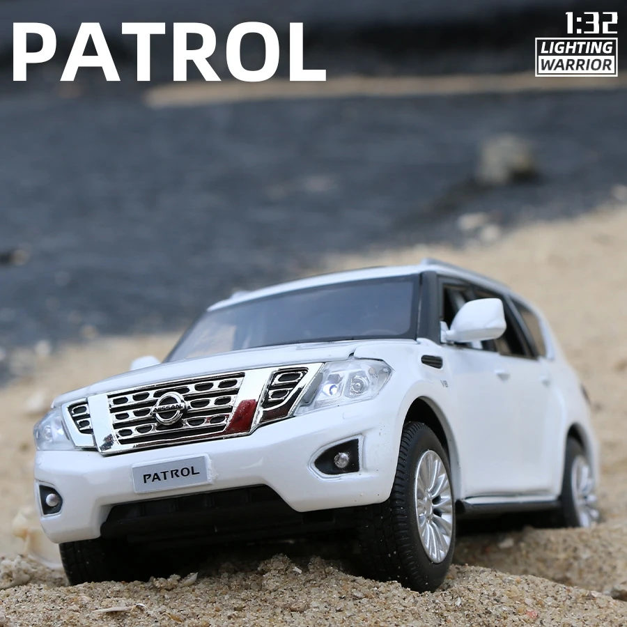 1/32 Nissan Patrol SUV Toy Car JKM 1:32 Diecast Miniature Model Doors Openable Sound & Light Collection Pull Back Gift For Boy