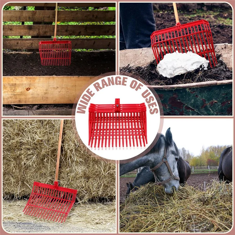 

Сменная головка вилки Manure, головка вилки, грабли для извлечения лошади, для сбора мастера, стабильное удаление отходов, прочный, красный, 2 шт.-A