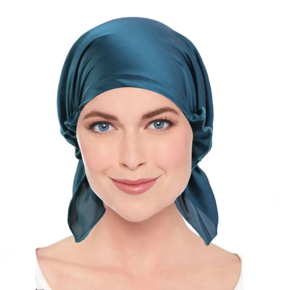 New Women Satin Night Cap Bowknot Sleep Hat Silk Chemo Caps Cancer Hats Long Tail Hair Bonnet Head Scarf Wrap Bandana Headwear