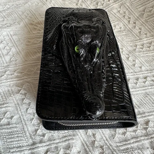 

Новинка 2023 года, мужской длинный кошелек из крокодиловой кожи с двойными ручками, модный мужской клатч из натуральной кожи, большая вместительная сумка 45