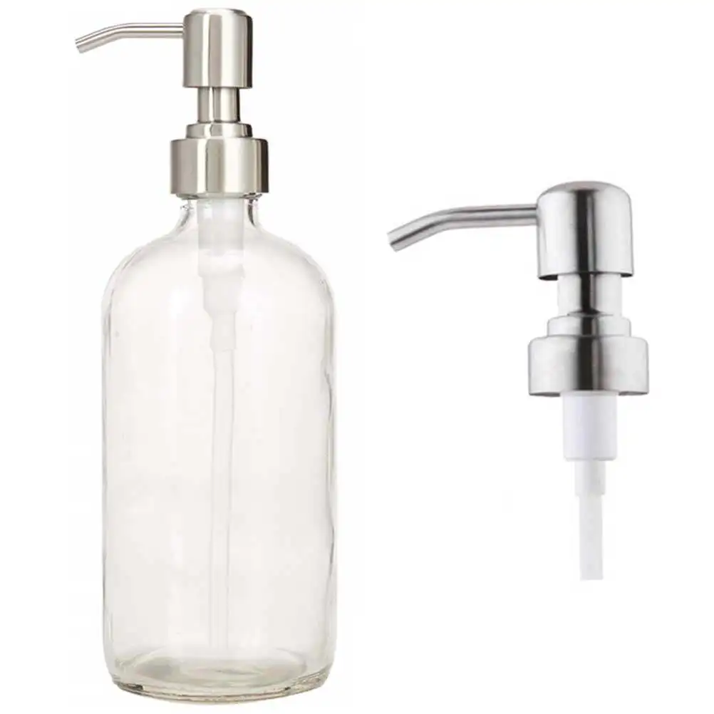 4Pcs Stainless Steel Soap Dispenser Lids 28Mm Pump Bottle Head Replacement for Lotion Emulsion Dispensers Bathroom Kitchen
