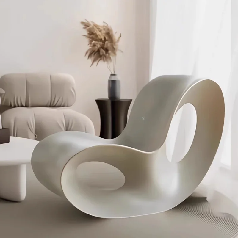 Sofá mecedora de diseño para exteriores, silla para sala de estar, taburetes individuales de ocio blancos perezosos, muebles de salón relajantes para lectura