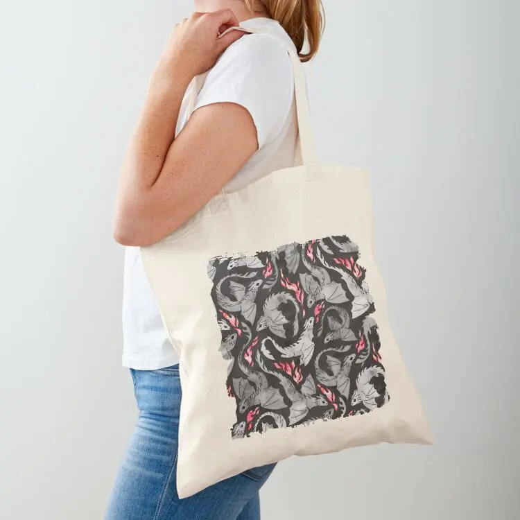 

Dragon fire dark grey and black Tote Bag tote bag women supermarket folding bag Reusable bags tote