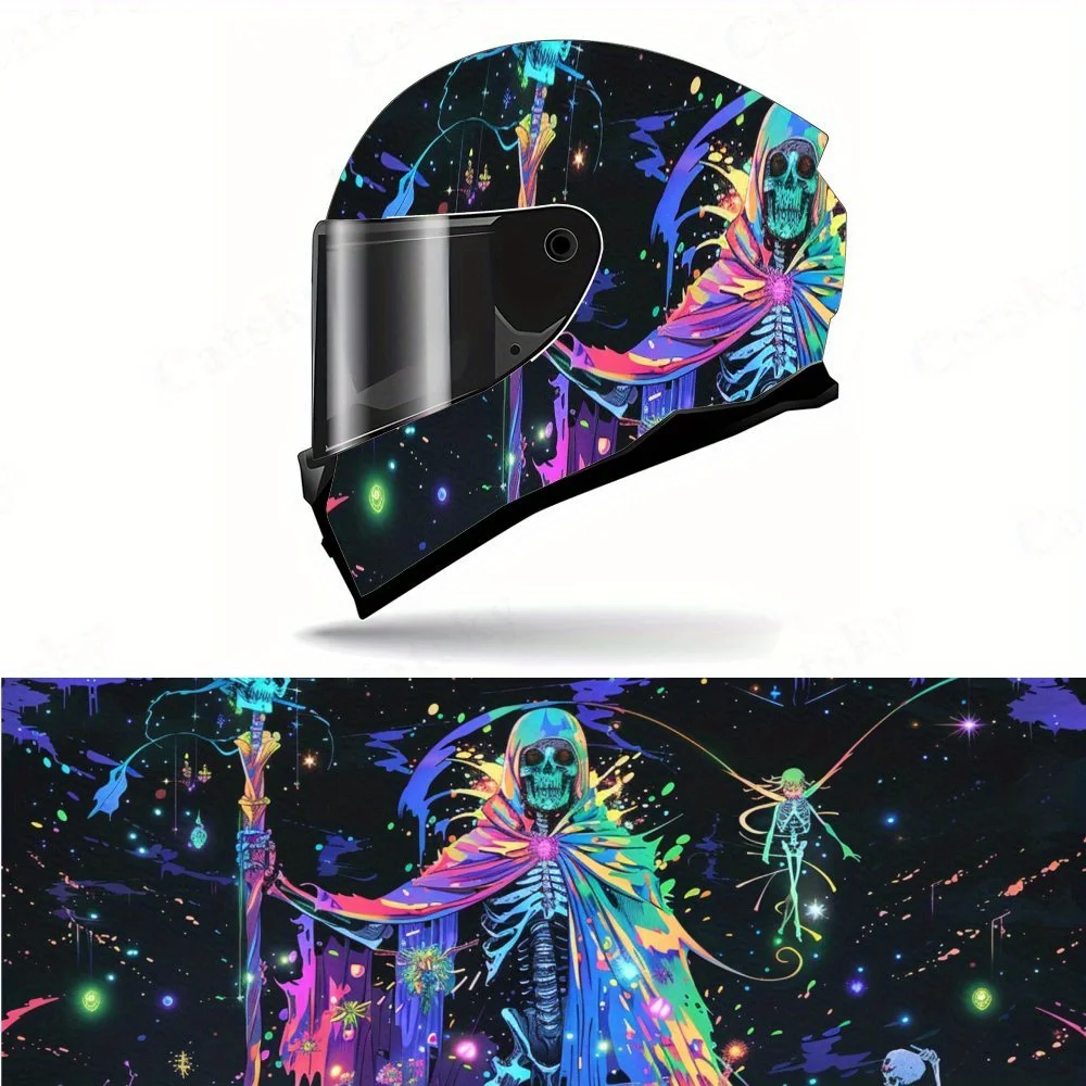 

Enchanted reaper in starry motorcycle vinyl wraps helmet decal,self-adhesive waterproof helmet decoration,universal motorcycle h