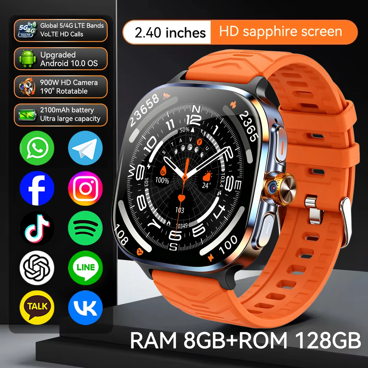 5G/4G Full Network Smart Watch with AMOLED Screen
