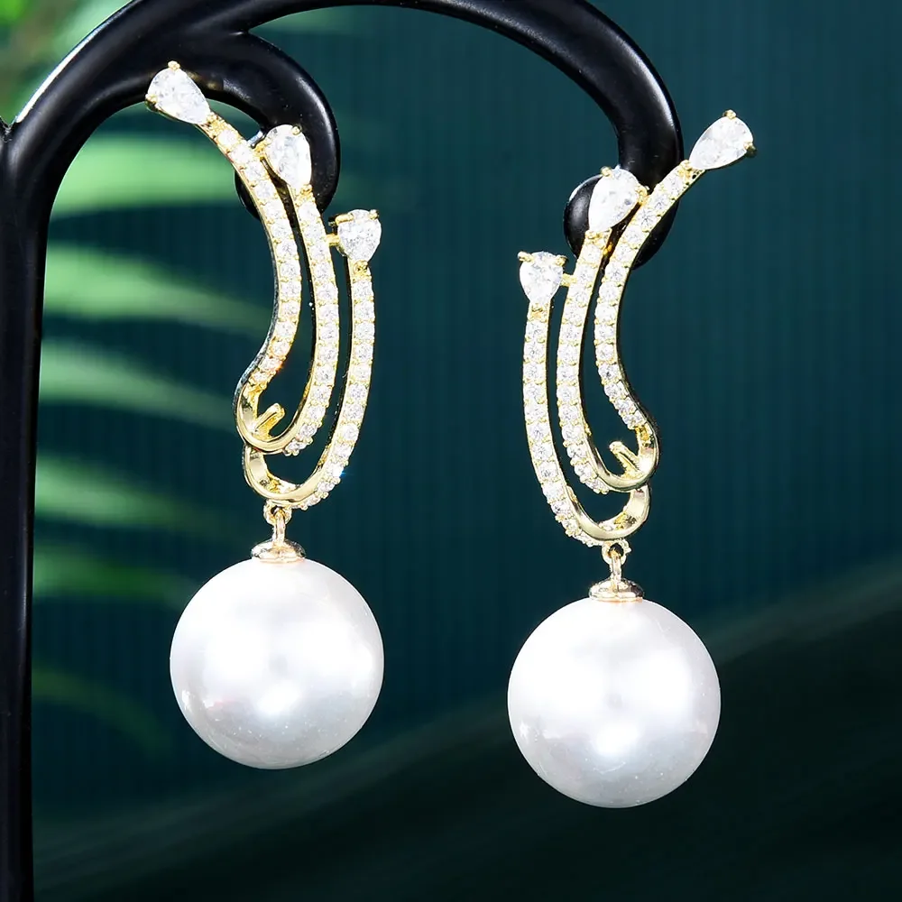 

Kellybola Original Pearl Earrings For Women Bridal Wedding Party Earrings Jewelry Luxury Geometric High Quality New Accessories