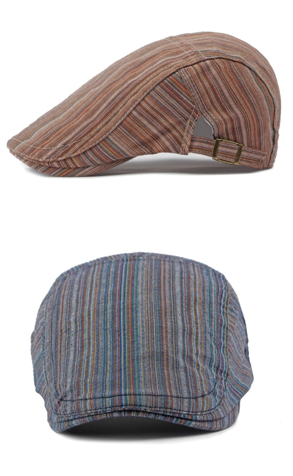 HT4630 Baskenmütze für Damen, Retro-Künstlermütze, Unisex Verstellbare Flache Kappe, Frühling Sommer Gestreifte Baskenmütze für Männer und Frauen – Detail 7