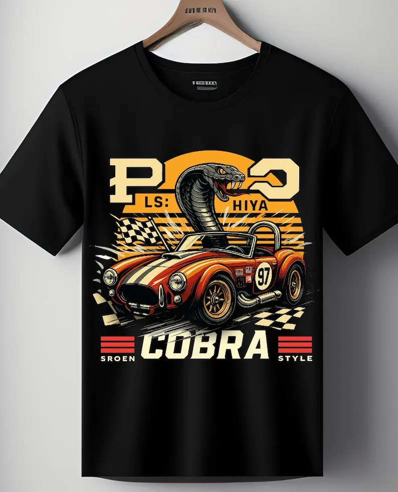 

PNG de coche de carreras Cobra retro: Diseño de serpiente vintage (descarga digital)