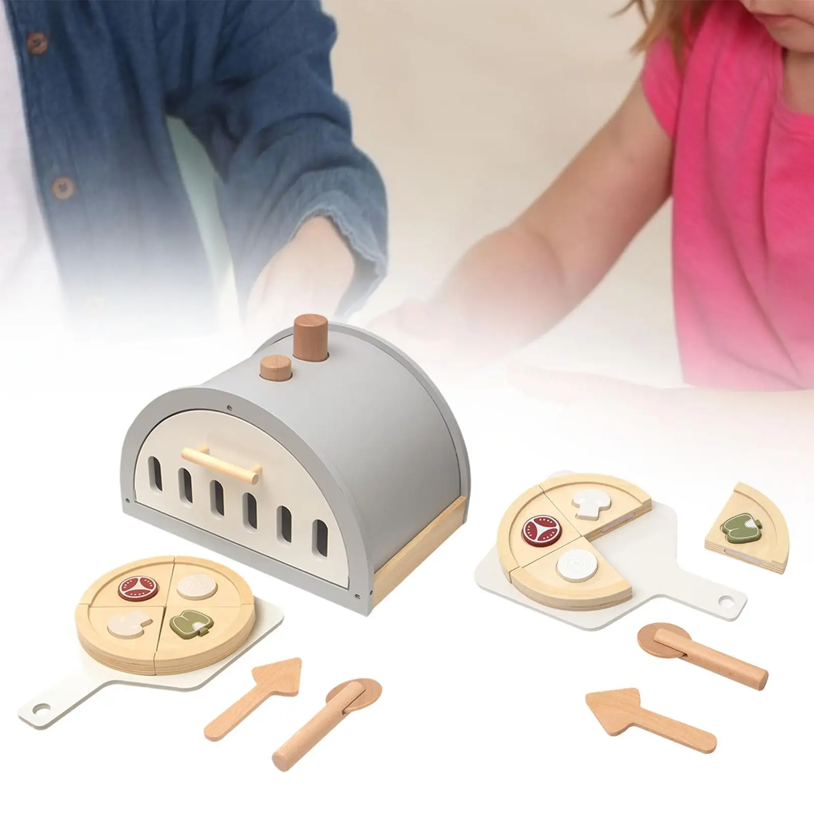 Brinquedo de pizza de madeira playset montessori aprendizagem brinquedos cozinha brinquedo criativo role play para presente de aniversário crianças de 3 anos ou mais