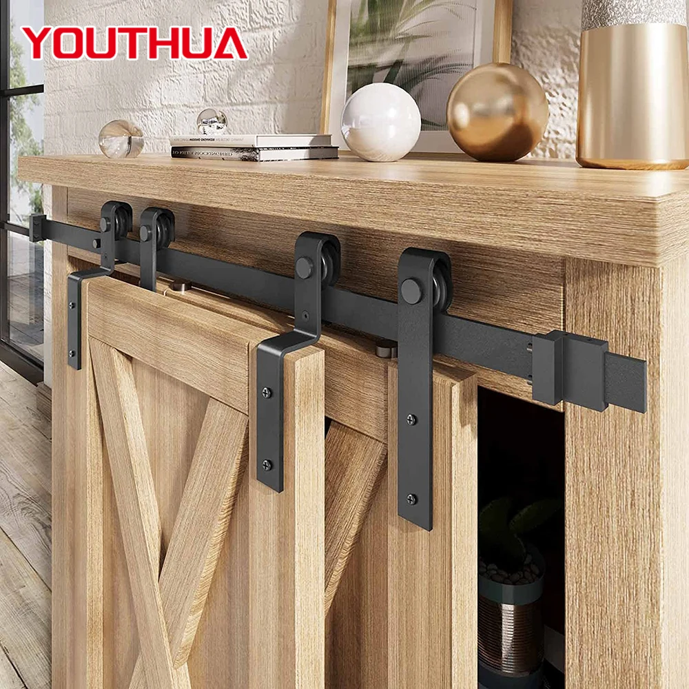 

YOUTHUA Bypass Mini Cabinet Door Hardware Kit Stands Wardrobe Furniture Slide for Double Heavy Duty Drawer Slides