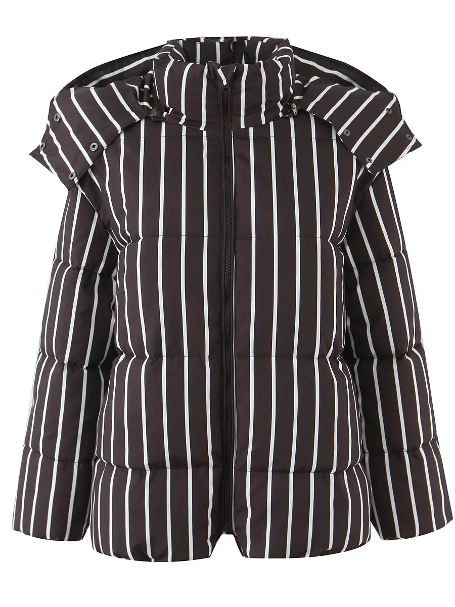 

Американское ретро-пальто свободного кроя в полоску с капюшоном, хлопковое, женское, утепленное, повседневное, модное, для поездок на работу, зимнее