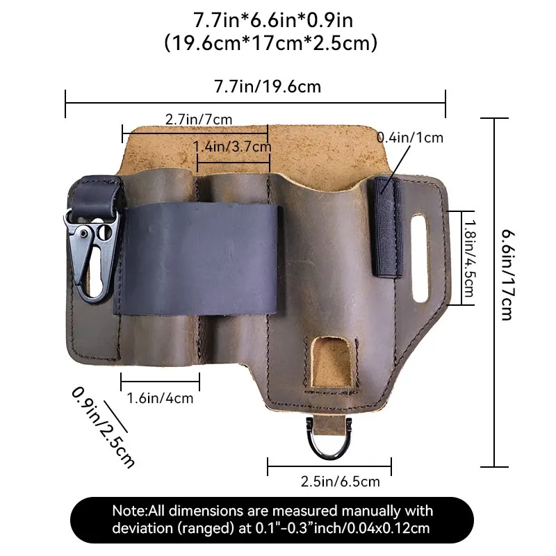 1pcGenuine Leather Outdoor Work Belt Bag,Multifunctional EDC Storage Waist Bag for Men's Leisure Outdoor Use with Key Buckle