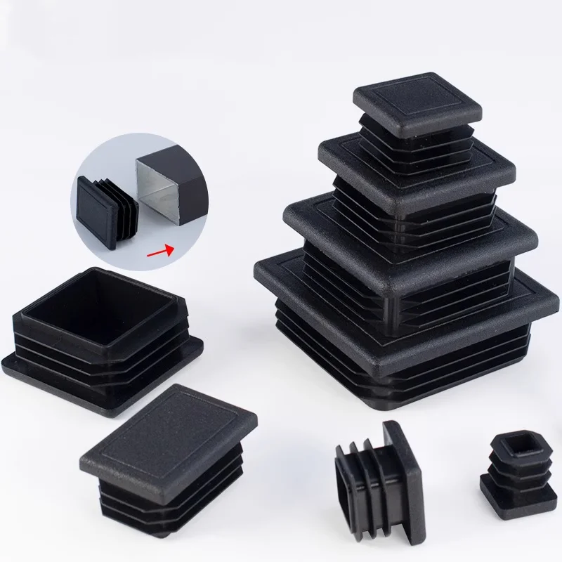 16PCS พลาสติกสีดํา Blanking End CAP เหล็กสแควร์ท่อแทรกปลั๊ก Bung ใส่สําหรับเก้าอี้ขาท่อ Tapon Tubo