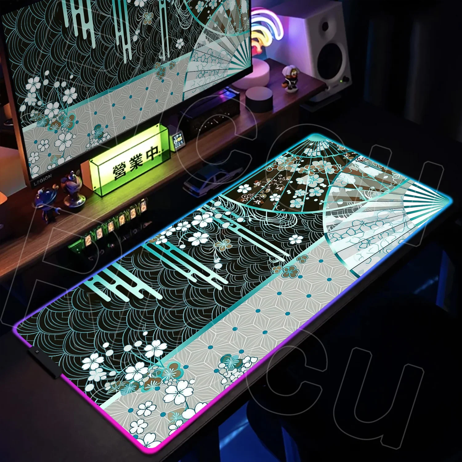 

RGB XXL HD Sakura fan Mouse Pad Gamer Gaming Mousepad Rug Mouse Mat Large Keyboard Desk Pads PC accessories Computer LED Mats