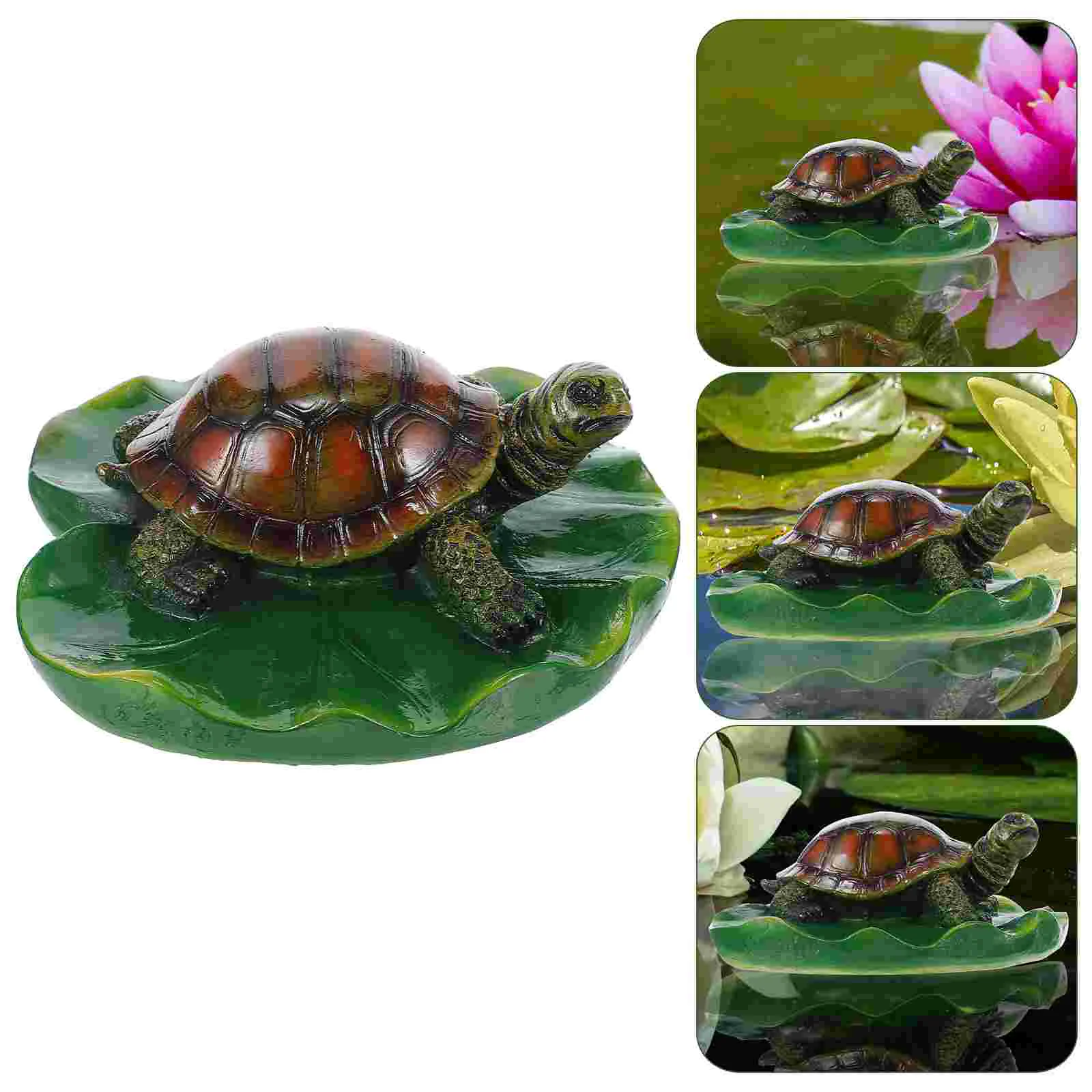 Pool Decoration Turtle Figurine Frog Tortoise Floating Lily Pads Fountain Simulation Fish Tank Ornament Lotus Leaf Water