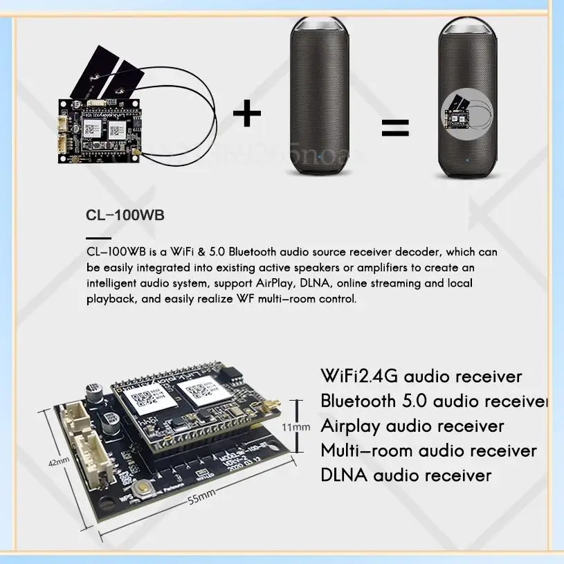 -SPOR Wifi 2.4G & Bluetooth 5.0 APP التحكم متعدد المصادر وحدة مضخم الصوت وحدة مكبر الصوت تدعم Airplay DLNA