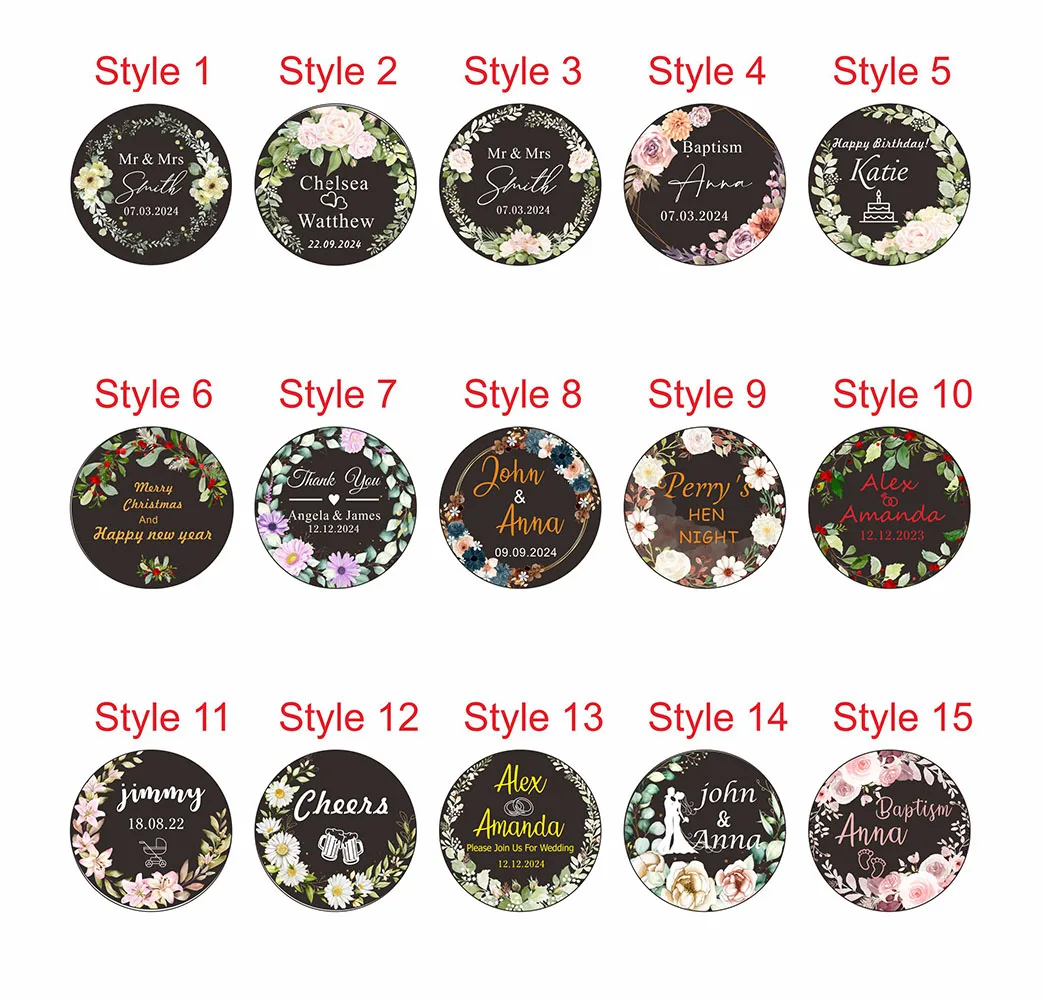 10/20/30/70/120pcs Personalised Print Photo Round Drink Stirrers Wedding Decorations Bachelorette Party Cocktail Stirrer  Decor