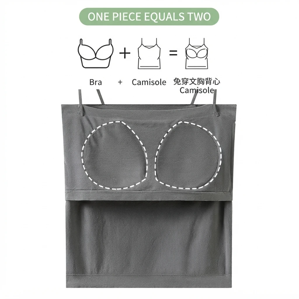 Women Off Shoulder Tank Top with Chest Pad Nylon Slim Fit Short 3D Effect Sweet Preppy Style Summer Camisole Vest