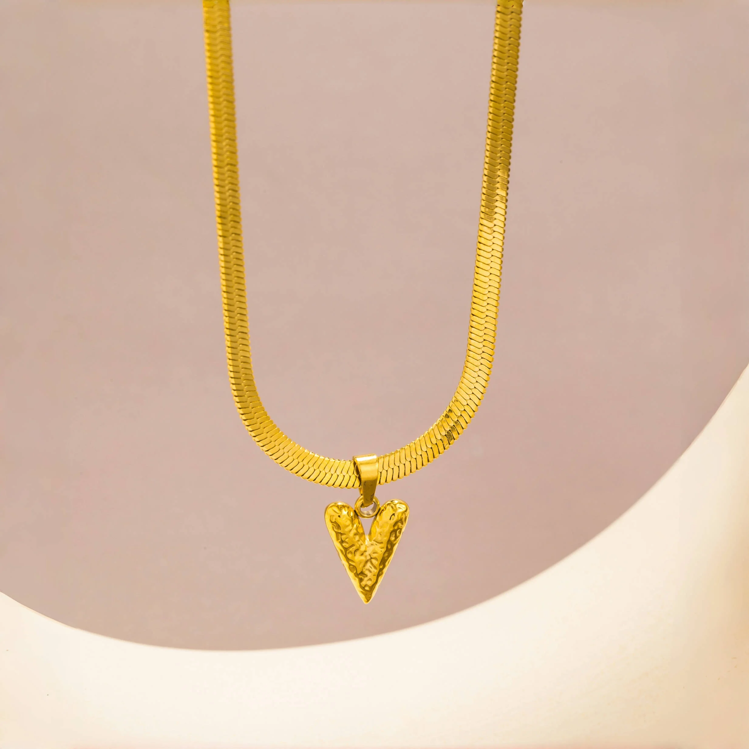 Snake Chain Heart Pendant Stainless Steel Water Drop Pendant Necklace for Women Statement 18k Gold Color Jewelry Waterproof