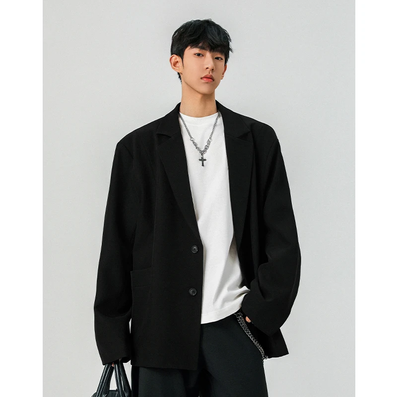 

Повседневный модный мужской пиджак свободного кроя на одной пуговице, молодежный, элегантный, для повседневной носки, из полиэфирного волокна, с длинными рукавами