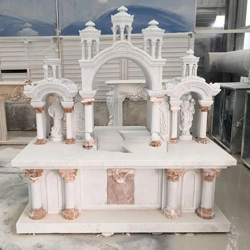 Christian Stone Altar Religious White Marble Stone