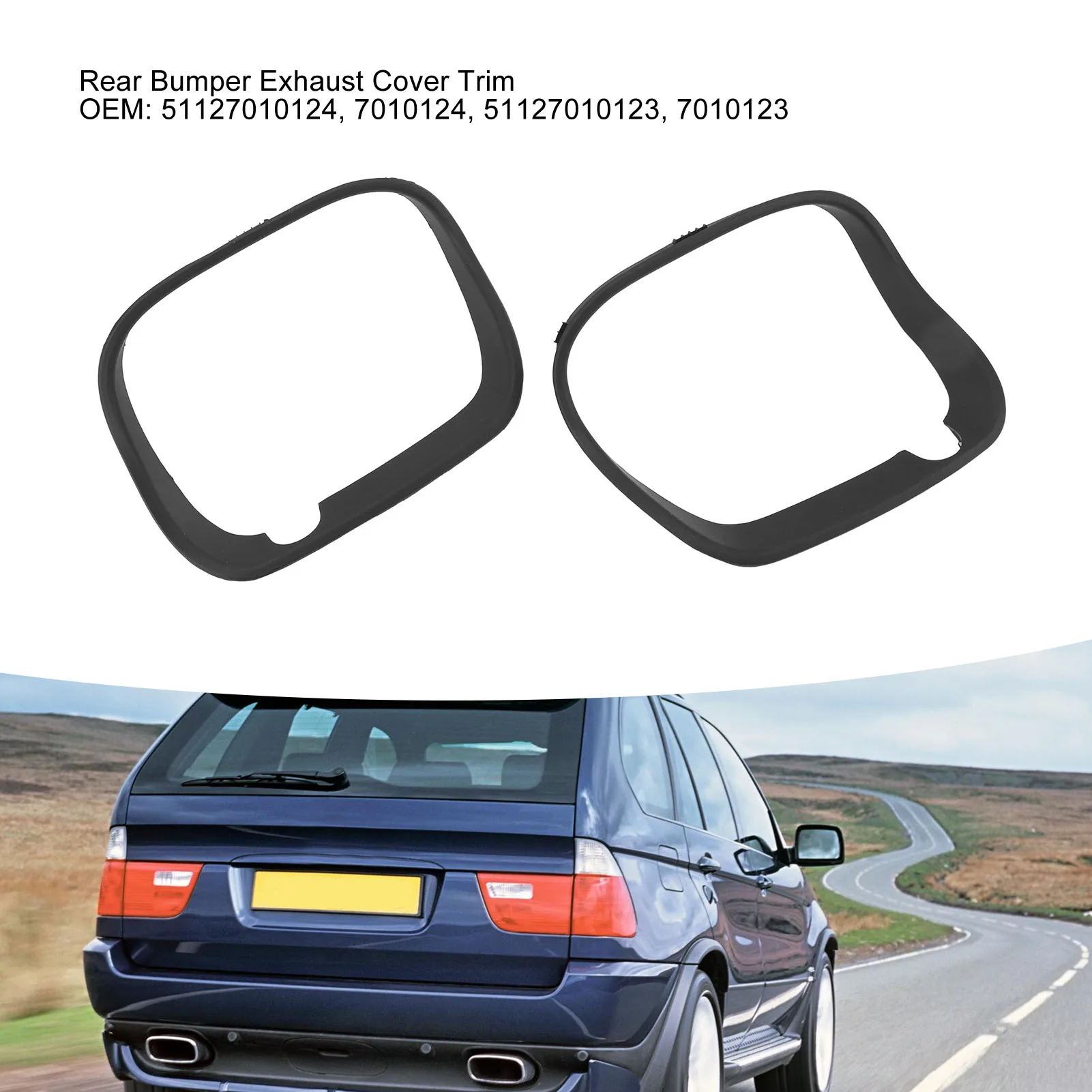 

1 Pair of Rear Exhaust Pipe Cover Trim Left Right 51127010124 Exhaust Tail Pipe Decorative Frame for X5 E53 2000 to 2006