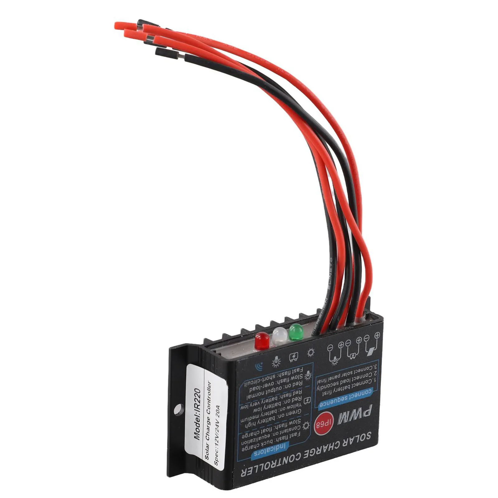 20A Charge Controller IP68 Solar Controller For Off-Grid Power Solutions 82x45x21mm 12V 24V Compatibility Aluminum Alloy Housing