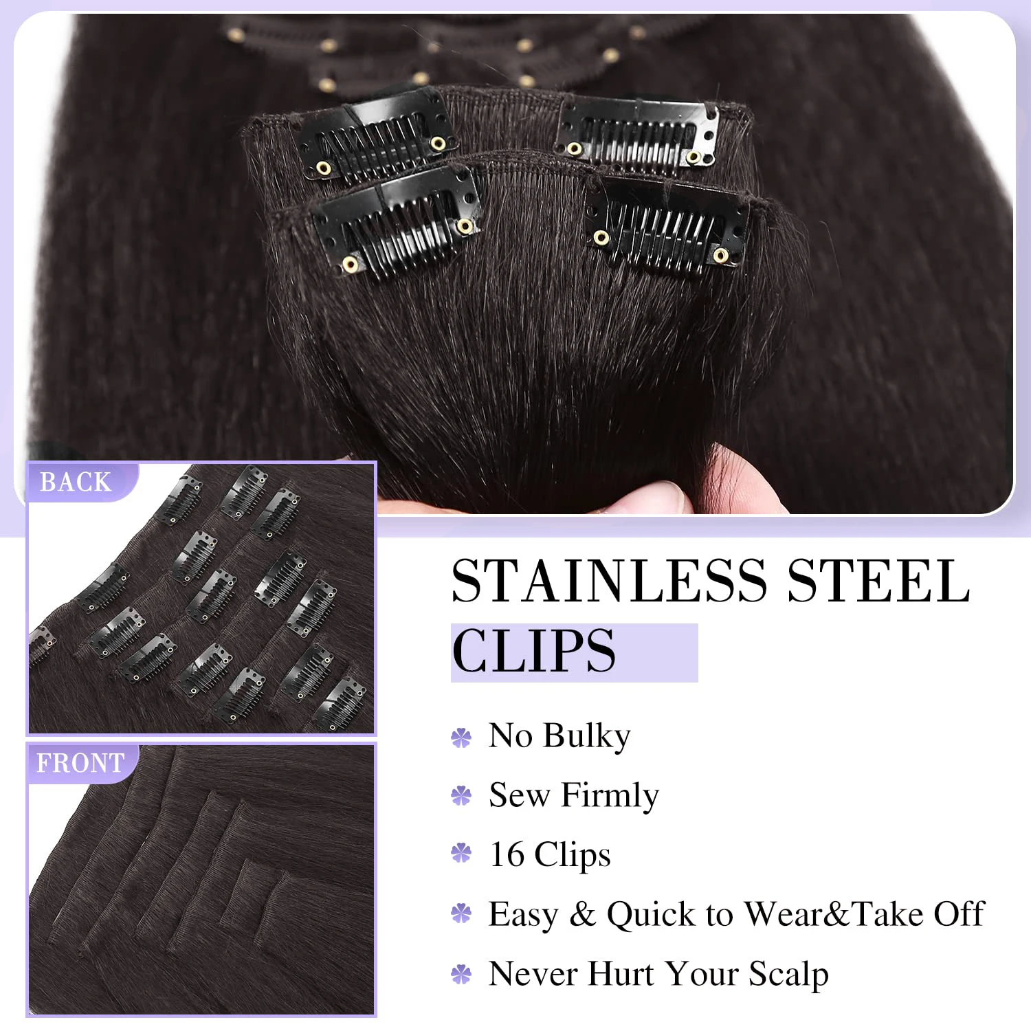 7 шт., 12/16/20/22/24/26 дюймов, странные прямые синтетические волосы для наращивания, странные прямые заколки для наращивания волос, полная голова, Yaki S