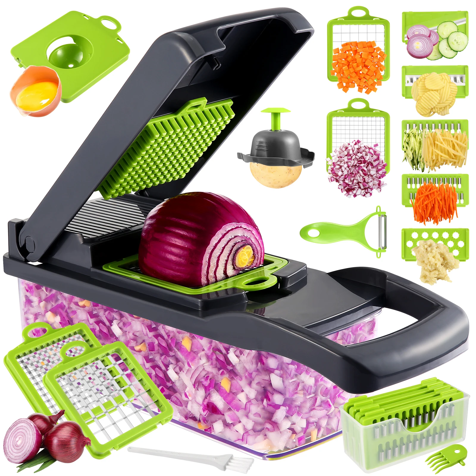 

14 in 1 Gadgets Vegetable Slicer Multi Machine Vegetable Cutter Grater Carrot Potato Peeler Onion Chopper Kitchen Fruit Food