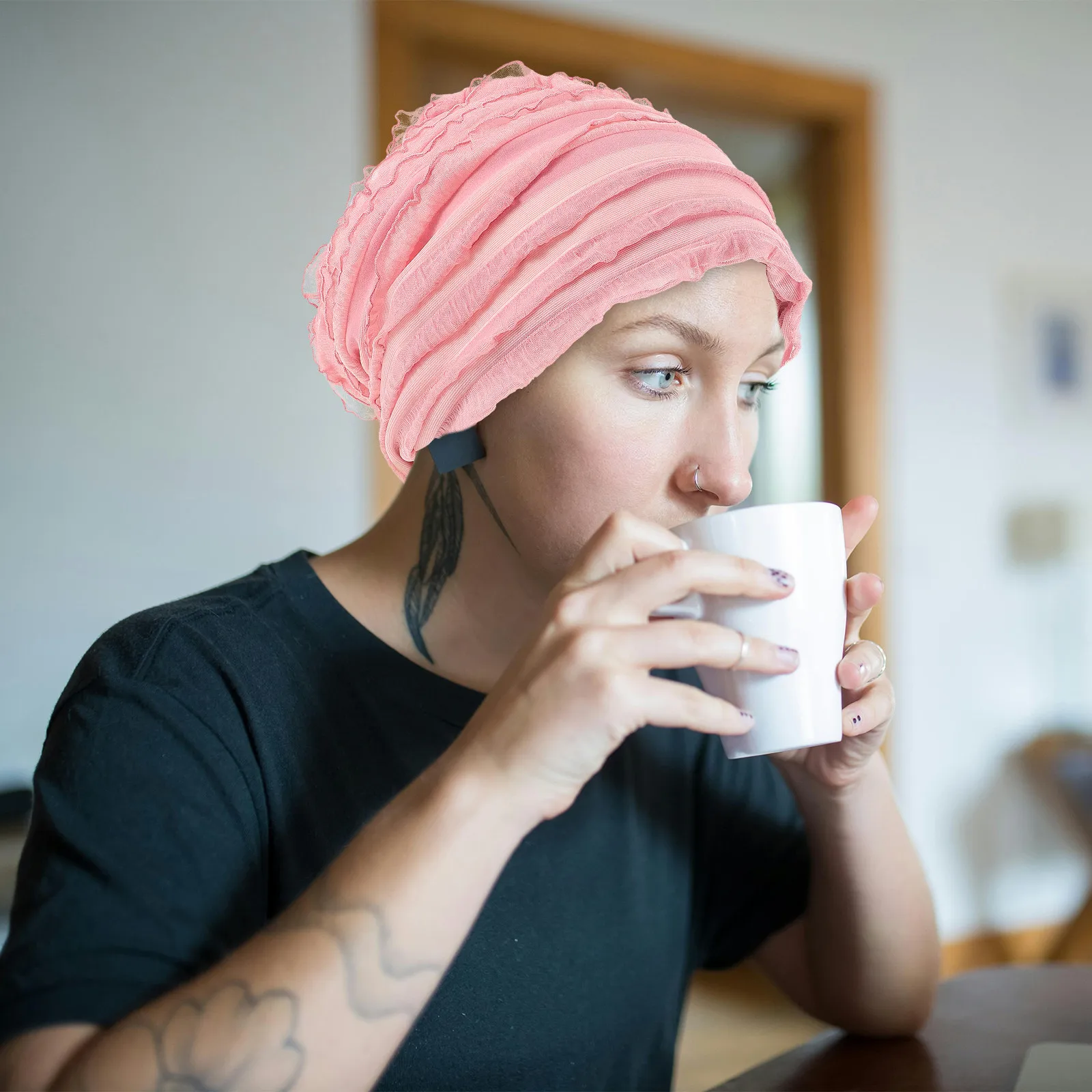 

Мягкая дышащая шапочка для сна Chemo Sleep Cap: элегантный цвет, ветрозащитный тюрбан для волос, головной убор для сна, женский чепчик для волос