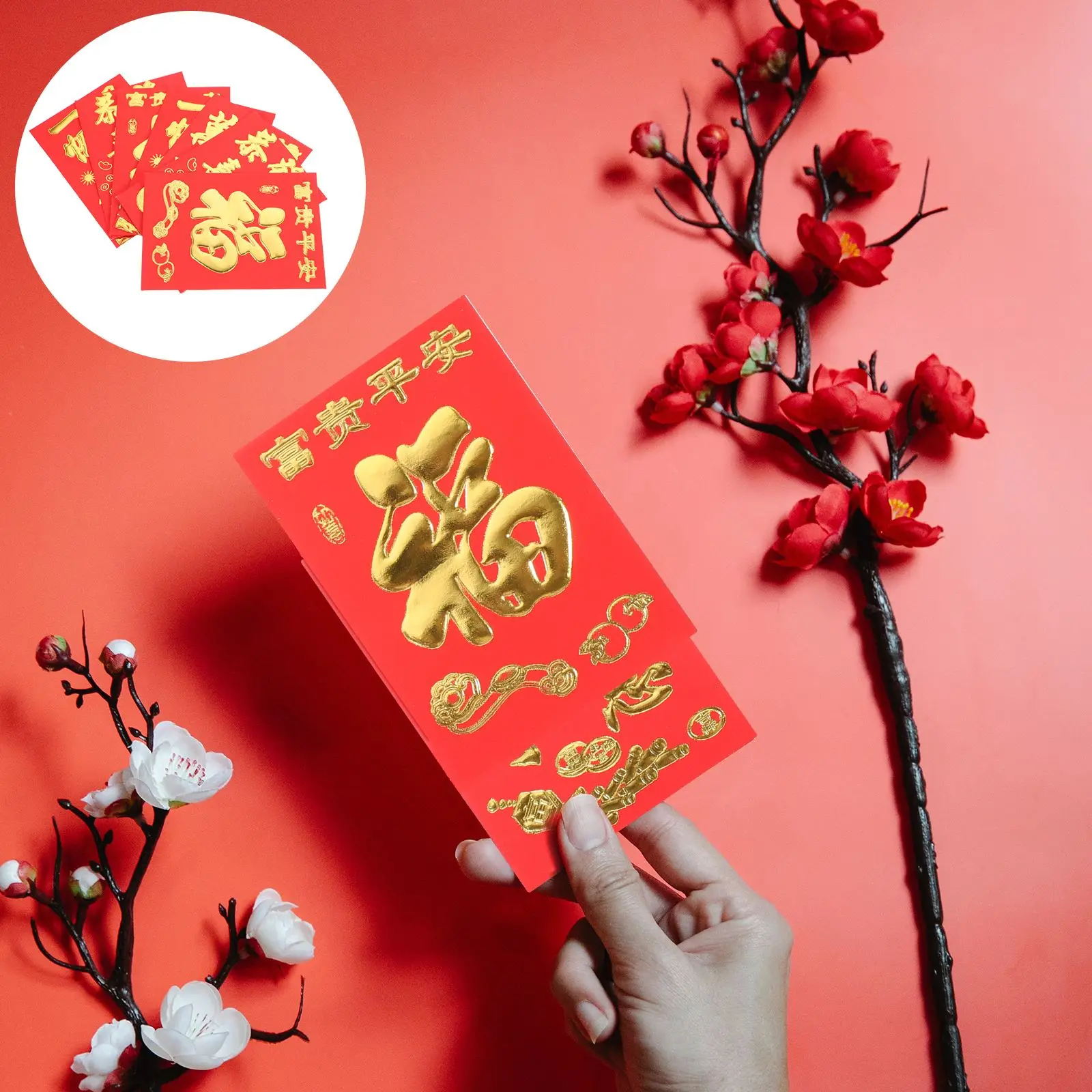 160Pcs 2024 Chinese New Year Red Envelopes Spring Festival Lucky Money Blessings Pocket Hongbao Children Gifts Red Bags