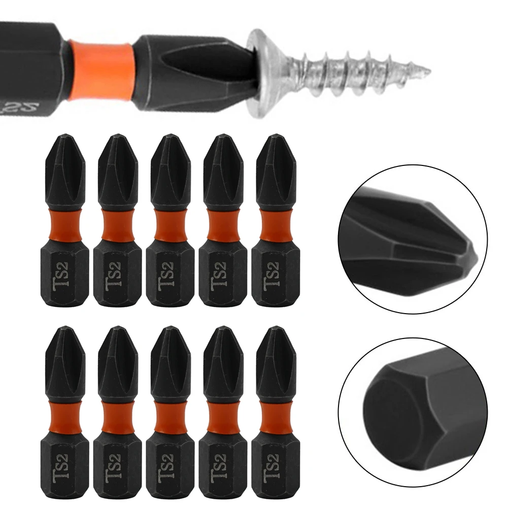 10pcs/set Impact Screwdriver Bit Set PH2 Magnetic Batch Head Electric Screwdriver 1/4Inch Hex Alloy Steel Screw Driver 25-150mm