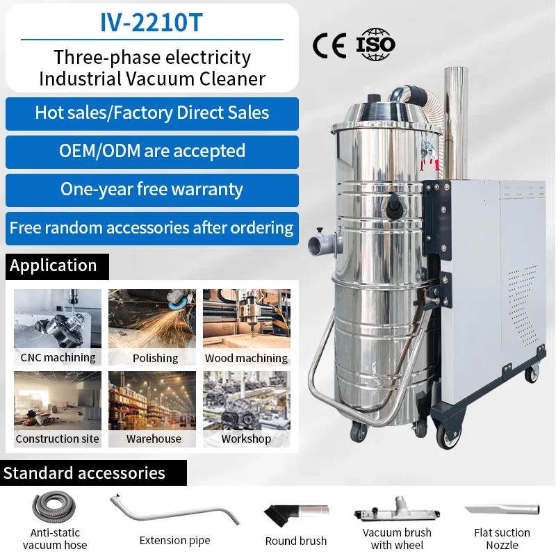 HEPA Powerful Cyclone Separator Electric Manual Industrial Vacuum Cleaner Dust Collector Large Industrial Use 100L Capacity
