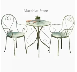 European Retro Iron Garden Furniture Sets Outdoor Courtyard  Balcony Table and Chair Set cafe Dining   Chairs Z