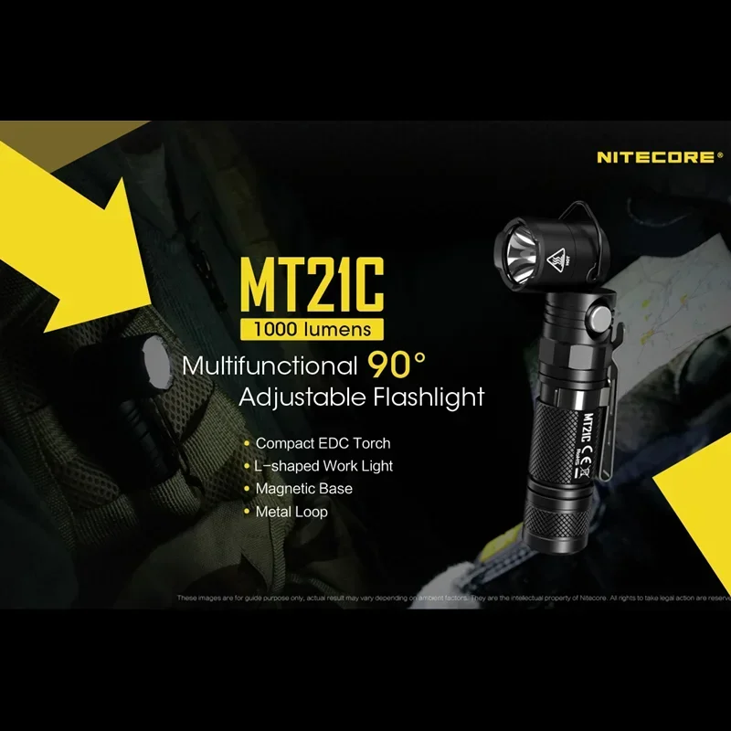 Original NITECORE MT21C Flashlight  CREE XP-L HDV6 LED 1000Lumens 90° Adjustable Protable Troch Lantern