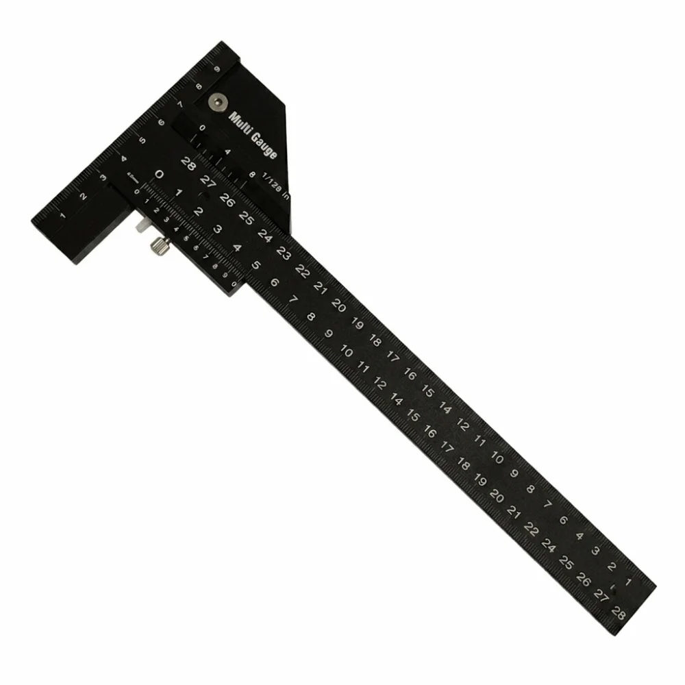 Multi-Angle Sliding T Square Ruler Anodized Finish Aluminum Alloy Construction Sliding Depth Gauge Woodworking Scribe Ruler