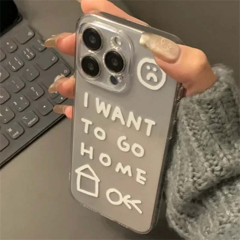 Ins Korean Cute Simple Graffiti Phone Case for iPhone 16 15 14 13 12 11 Pro Max X Xs Max XR 8 7 Plus Soft Clear Cover Fundas image 4