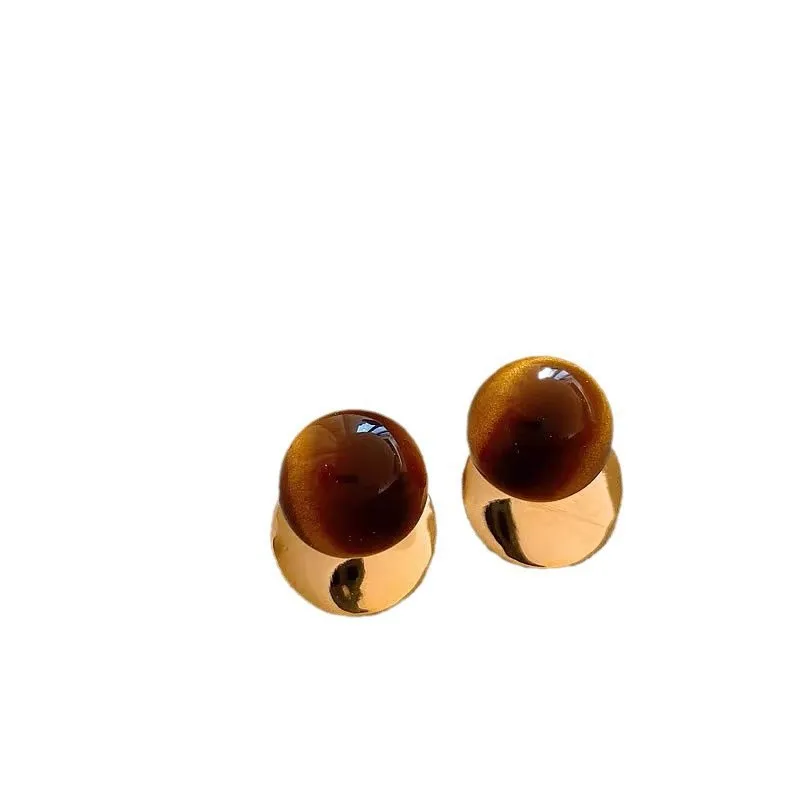 

Gifts for Women: Tiger's Eye Earrings in Gold, Light Luxury Maillard Style Disc Earrings for Anniversary & Valentine's Day