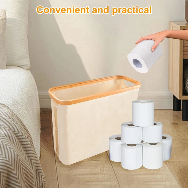 Toilet Paper Basket, Foldable Toilet Paper Storage Basket With Lid, Toilet Paper Storage Rack