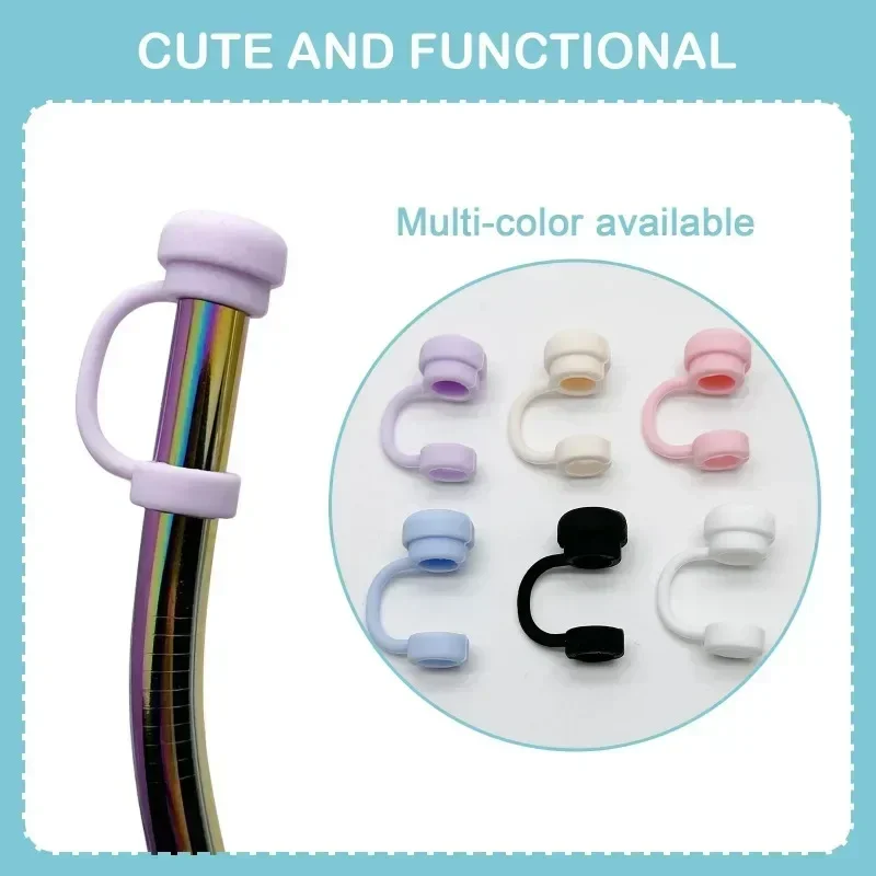 1PC Solid Color Food Grade Silicone Straw Cap Spill Plug Splash Dust The Cup Straw Cap Is Reusable Water Bottle