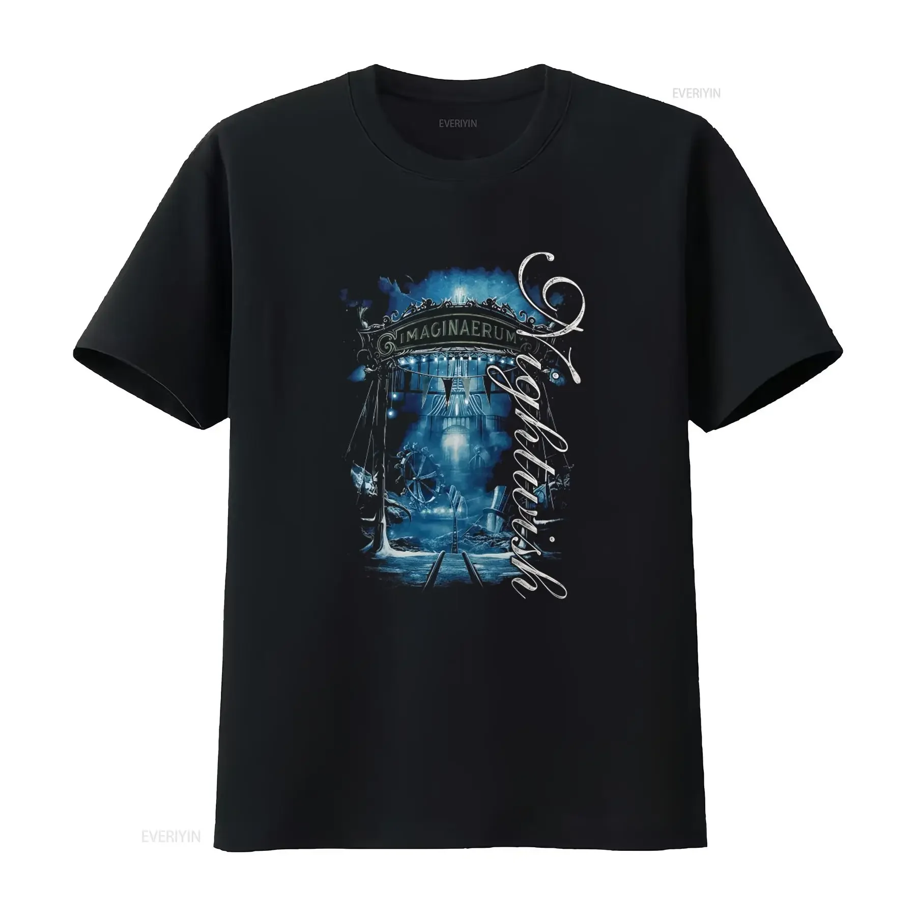 Nightwish Herren Imaginaerum Tourdaten 2013 Print T-Shirt, Größe S, Schwarz, Einzigartiges Kunstdesign, Vintage-Waschung, Stretch, Unisex